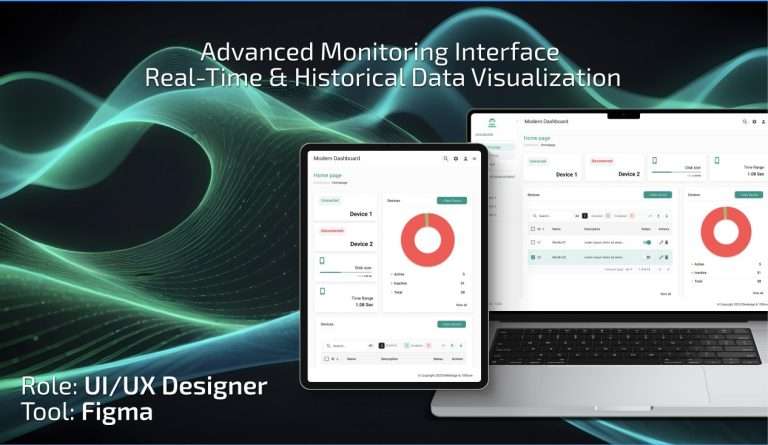 UI/UX Design Mockup for an Advanced Monitoring Interface. High-fidelity dashboard for data visualization and industrial monitoring by Edoardo Liotta.