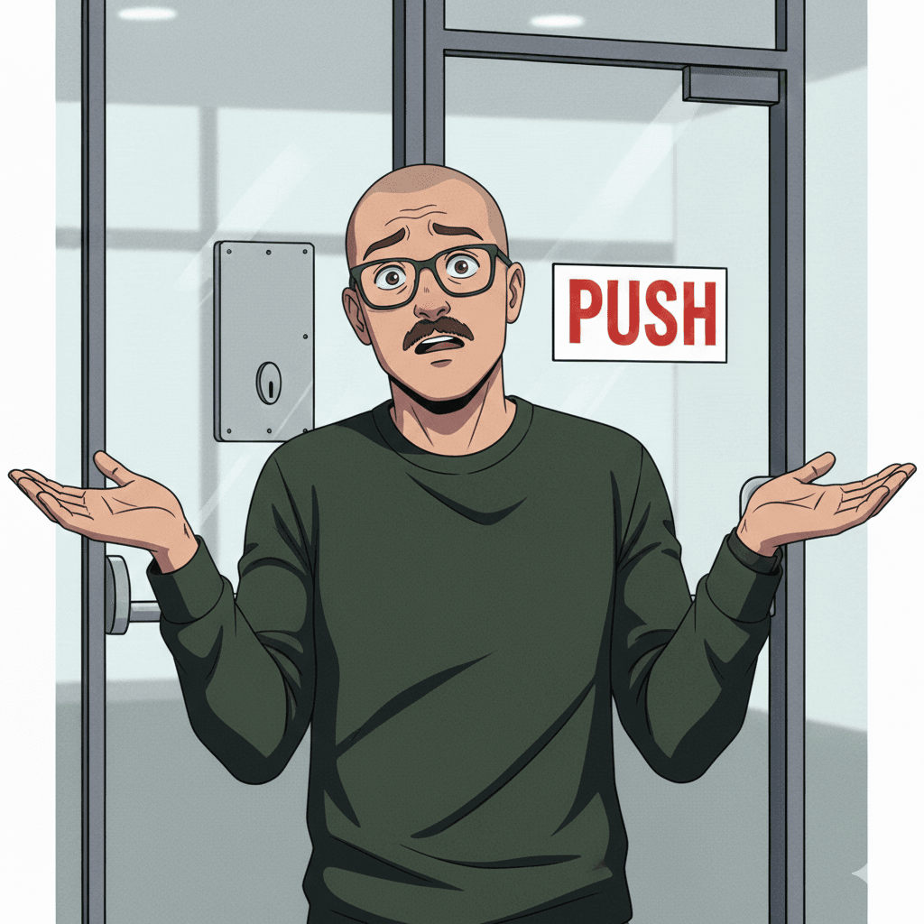 Animated illustration of Edoardo Liotta shrugging, representing creative problem-solving or answering design questions.